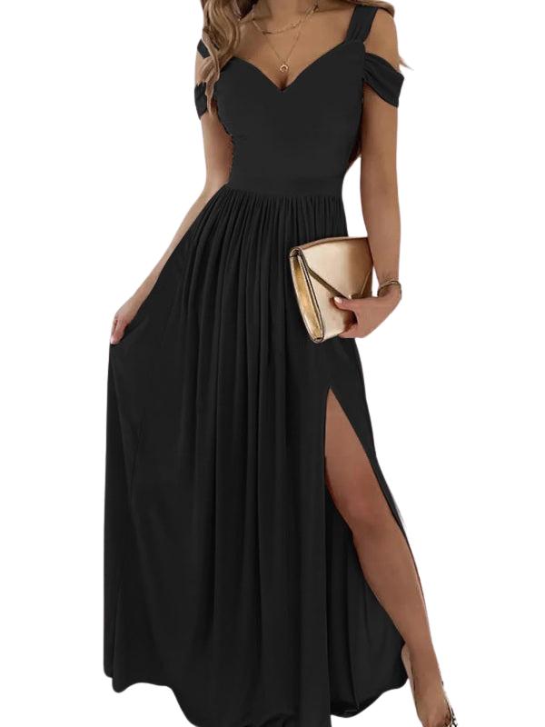 SHOPIQAT Women's Long Dress Printed V-Neck Temperament Sleeveless Slit Dress - Premium from shopiqat - Just $9.900! Shop now at shopiqat