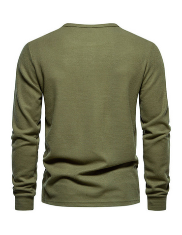 SHOPIQAT Men's Four Button Waffle Henley Neck Long Sleeve T-Shirt - Premium from shopiqat - Just $8.550! Shop now at shopiqat