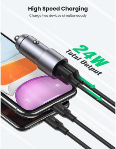 Ugreen 24W Dual Port USB All Metal Car Charger