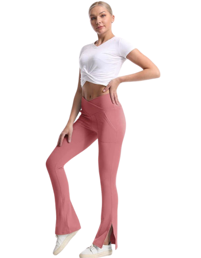 SHOPIQAT Slit Micro High Waist Elastic Hip Lifting Abdomen Dance Casual Sports Trousers - Premium from shopiqat - Just $10.400! Shop now at shopiqat
