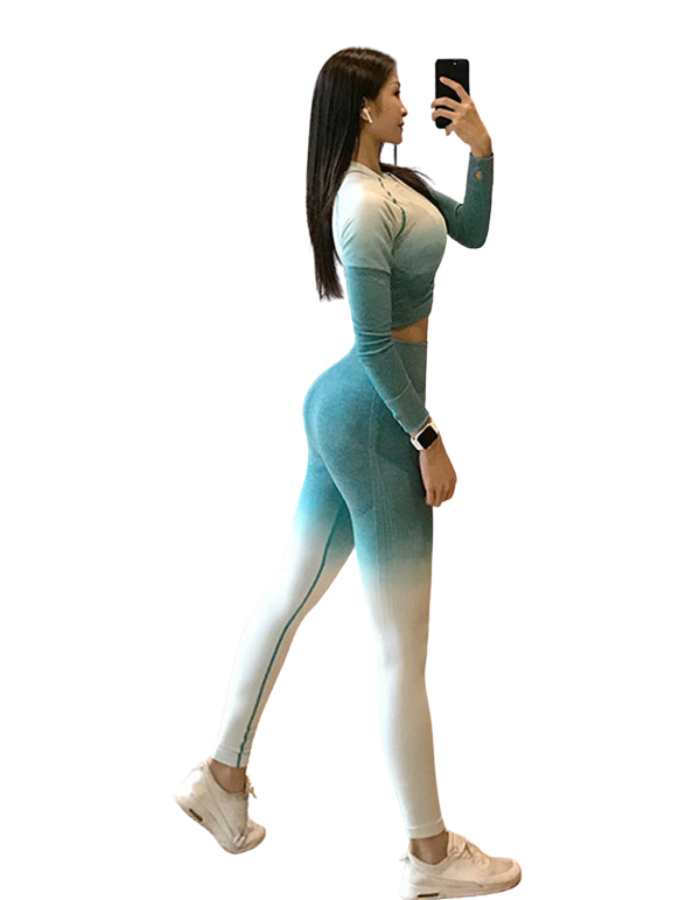 SHOPIQAT New Elastic High Waist Seamless Gradient Sports Slimming Tight Yoga Leggings - Premium from shopiqat - Just $6.900! Shop now at shopiqat