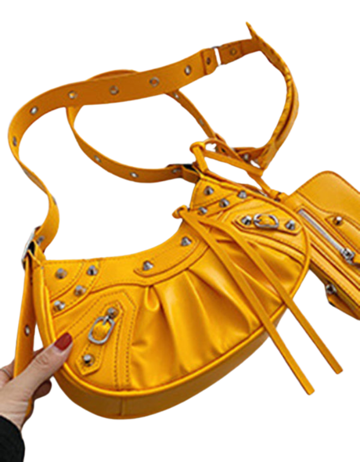 SHOPIQAT Rivet Heavy Industry Pleated Shoulder Underarm Bag Messenger Bag - Premium from shopiqat - Just $9.300! Shop now at shopiqat