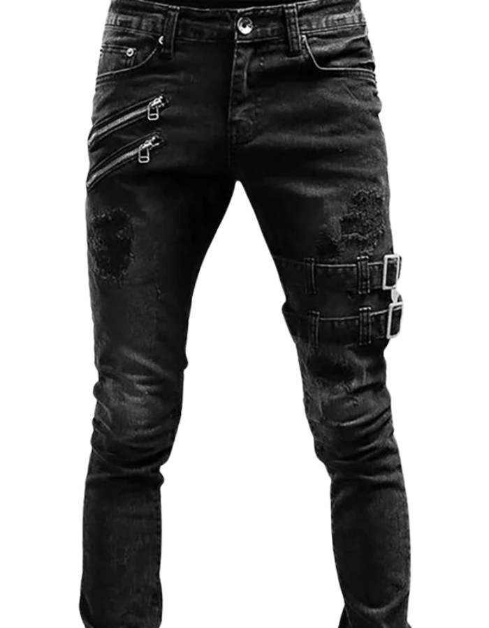 SHOPIQAT Men's Fashion Mid Waist Ripped Slim Jeans - Premium  from shopiqat - Just $11.400! Shop now at shopiqat
