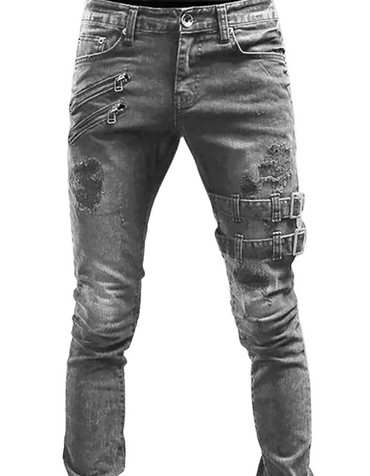 SHOPIQAT Men's Fashion Mid Waist Ripped Slim Jeans - Premium from shopiqat - Just $11.400! Shop now at shopiqat
