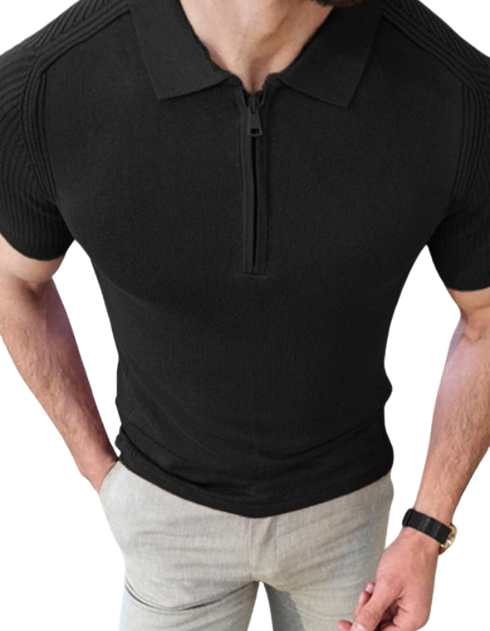 SHOPIQAT Men's New Knitted Sweater Slim Fit Polo Collar Short-Sleeved Top - Premium from shopiqat - Just $9.500! Shop now at shopiqat