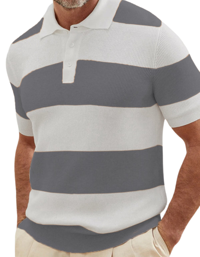 SHOPIQAT Men's Colour Matching Short -Sleeved Lapel Polo Knitwear - Premium from shopiqat - Just $10.250! Shop now at shopiqat