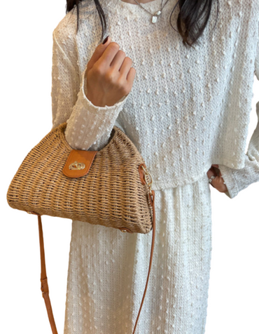 SHOPIQAT New Mori Fashion Straw Contrasting Color Tote Bag - Premium from shopiqat - Just $9.900! Shop now at shopiqat