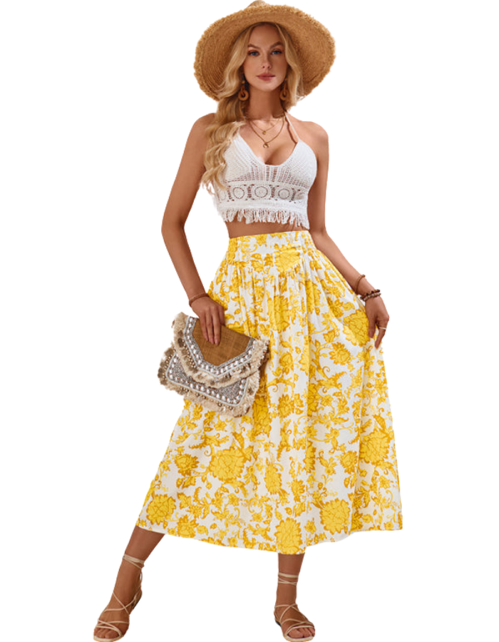 SHOPIQAT New Casual Holiday Printed Casual Waist Skirt - Premium  from shopiqat - Just $10.300! Shop now at shopiqat