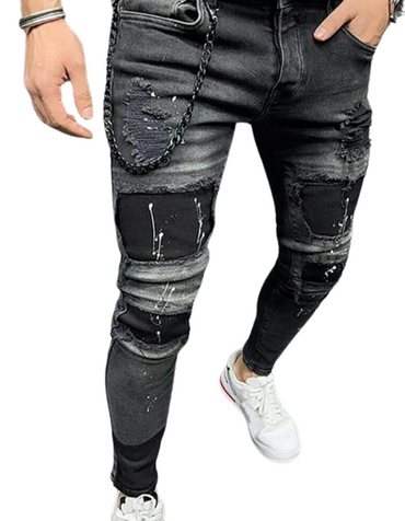 SHOPIQAT Men's Fashion Mid Waist Ripped Slim Jeans - Premium  from shopiqat - Just $11.150! Shop now at shopiqat