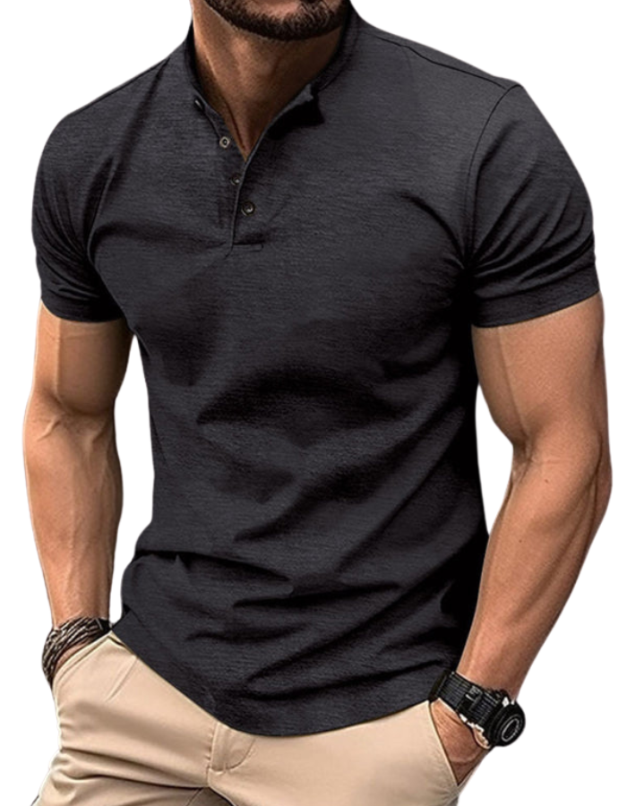 SHOPIQAT New Men's Button Henley Collar Sports Polo Shirt - Premium from shopiqat - Just $6.800! Shop now at shopiqat