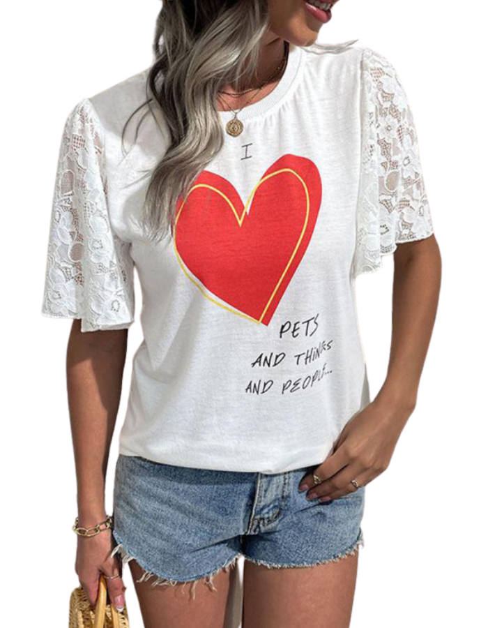 SHOPIQAT New Fashion Women's Valentine's Day Clothing Short Sleeve T-Shirt - Premium from shopiqat - Just $6.900! Shop now at shopiqat
