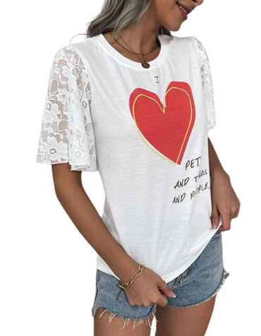 SHOPIQAT New Fashion Women's Valentine's Day Clothing Short Sleeve T-Shirt - Premium from shopiqat - Just $6.900! Shop now at shopiqat