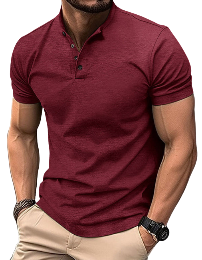 SHOPIQAT New Men's Button Henley Collar Sports Polo Shirt - Premium  from shopiqat - Just $6.800! Shop now at shopiqat
