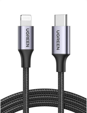 Ugreen USB-C To Lightning Cable (2m - Mfi-Certified) Nylon Braided - Black