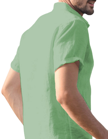 SHOPIQAT Men's Casual Linen Lapel Button Short-Sleeved Shirt - Premium  from shopiqat - Just $5.900! Shop now at shopiqat