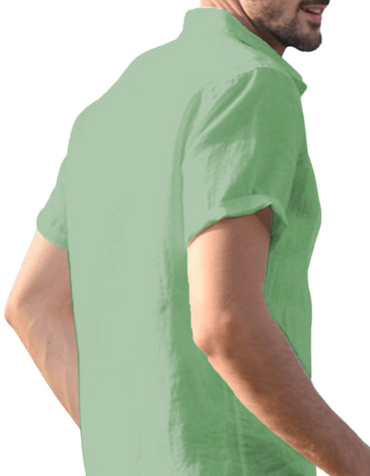 SHOPIQAT Men's Casual Linen Lapel Button Short-Sleeved Shirt - Premium from shopiqat - Just $5.900! Shop now at shopiqat