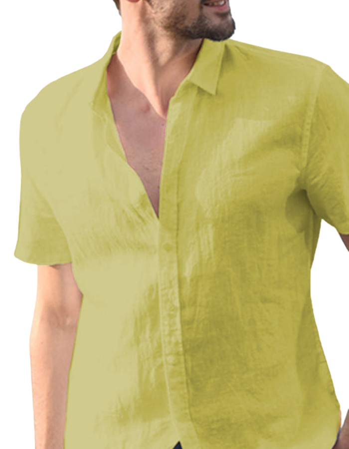 SHOPIQAT Men's Casual Linen Lapel Button Short-Sleeved Shirt - Premium from shopiqat - Just $5.900! Shop now at shopiqat