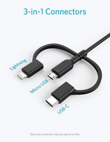 Anker Powerline II 3-in-1 Cable 0.9 Meter