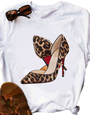 SHOPIQAT Leopard Lips Round Neck Short-Sleeved T-Shirt - Premium from shopiqat - Just $5.250! Shop now at shopiqat