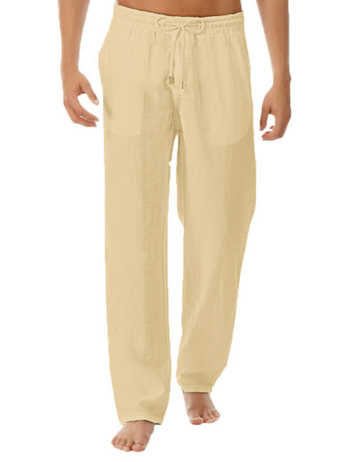 SHOPIQAT Men's Woven Cotton Linen Loose Casual Drawstring Trousers - Premium from shopiqat - Just $7.950! Shop now at shopiqat