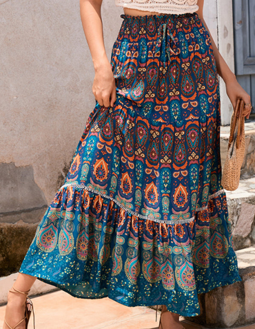 SHOPIQAT New Women's Bohemian Hollow Printed Patchwork Skirt - Premium from shopiqat - Just $8.600! Shop now at shopiqat