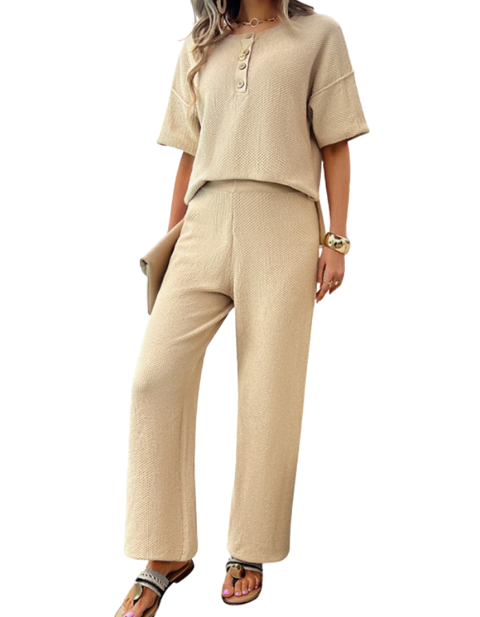 SHOPIQAT New Spring and Summer Casual Knitted Short-Sleeved Trousers Suit - Premium from shopiqat - Just $16.750! Shop now at shopiqat