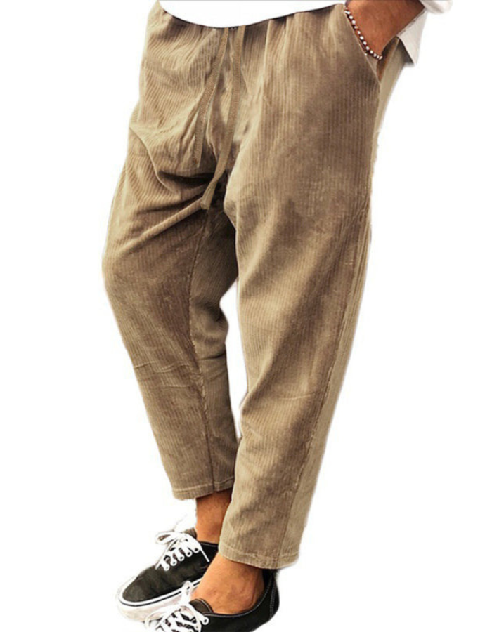 SHOPIQAT New Men's Corduroy Loose Casual Straight Cropped Pants - Premium  from shopiqat - Just $7.900! Shop now at shopiqat