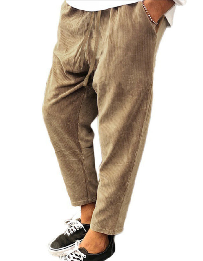 SHOPIQAT New Men's Corduroy Loose Casual Straight Cropped Pants - Premium from shopiqat - Just $7.900! Shop now at shopiqat