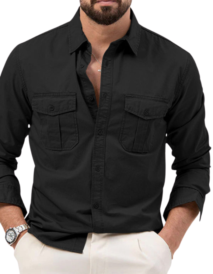 SHOPIQAT Men's New Multi-Pocket Casual Long-Sleeved Shirt - Premium from shopiqat - Just $9.400! Shop now at shopiqat