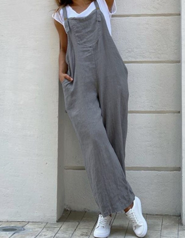 SHOPIQAT Ankle Length Linen Jumpsuit