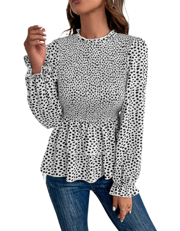 SHOPIQAT New Women's Mid-Collar Printed Long-Sleeved Shirt - Premium  from shopiqat - Just $8.500! Shop now at shopiqat