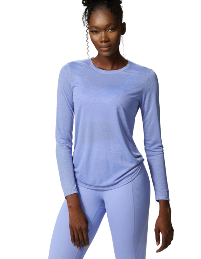 SHOPIQAT Women's Round Neck Curved Hem Long Sleeve Sports Top Quick Dry Breathable Yoga Cover Up - Premium from shopiqat - Just $5.650! Shop now at shopiqat