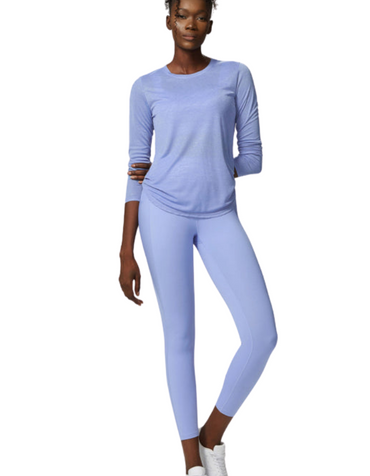 SHOPIQAT Women's Round Neck Curved Hem Long Sleeve Sports Top Quick Dry Breathable Yoga Cover Up - Premium from shopiqat - Just $5.650! Shop now at shopiqat
