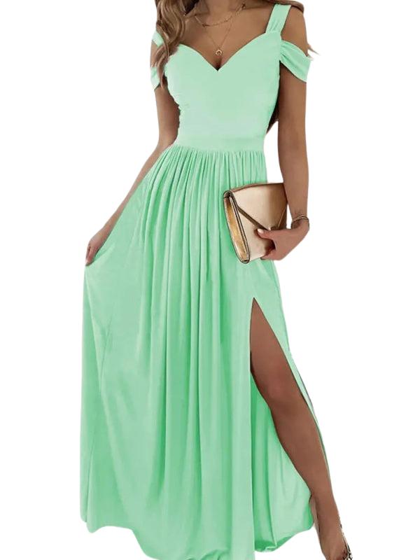 SHOPIQAT Women's Long Dress Printed V-Neck Temperament Sleeveless Slit Dress - Premium  from shopiqat - Just $9.900! Shop now at shopiqat