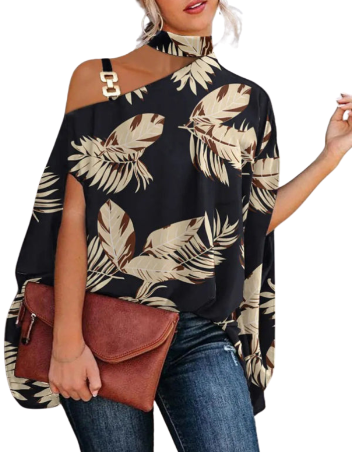 SHOPIQAT Halter Neck Dolman Sleeve Print Shirt Ladies Shirt Women's Clothing - Premium from shopiqat - Just $7.200! Shop now at shopiqat