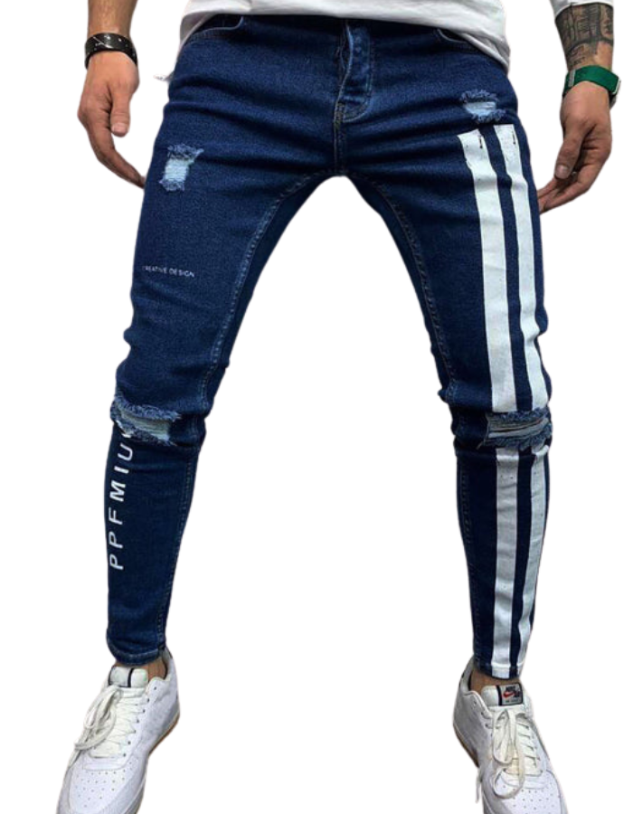 SHOPIQAT Men's Fashion Frayed Slim Fit Long Jeans - Premium  from shopiqat - Just $11.650! Shop now at shopiqat
