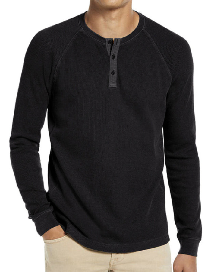 SHOPIQAT New Men's Round Neck Waffle Henley T-Shirt - Premium from shopiqat - Just $8.900! Shop now at shopiqat