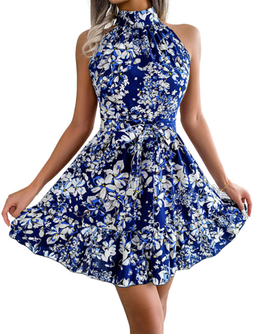 SHOPIQAT Women's Elegant Lace-Up Ruffled Floral Dress - Premium from shopiqat - Just $7! Shop now at shopiqat