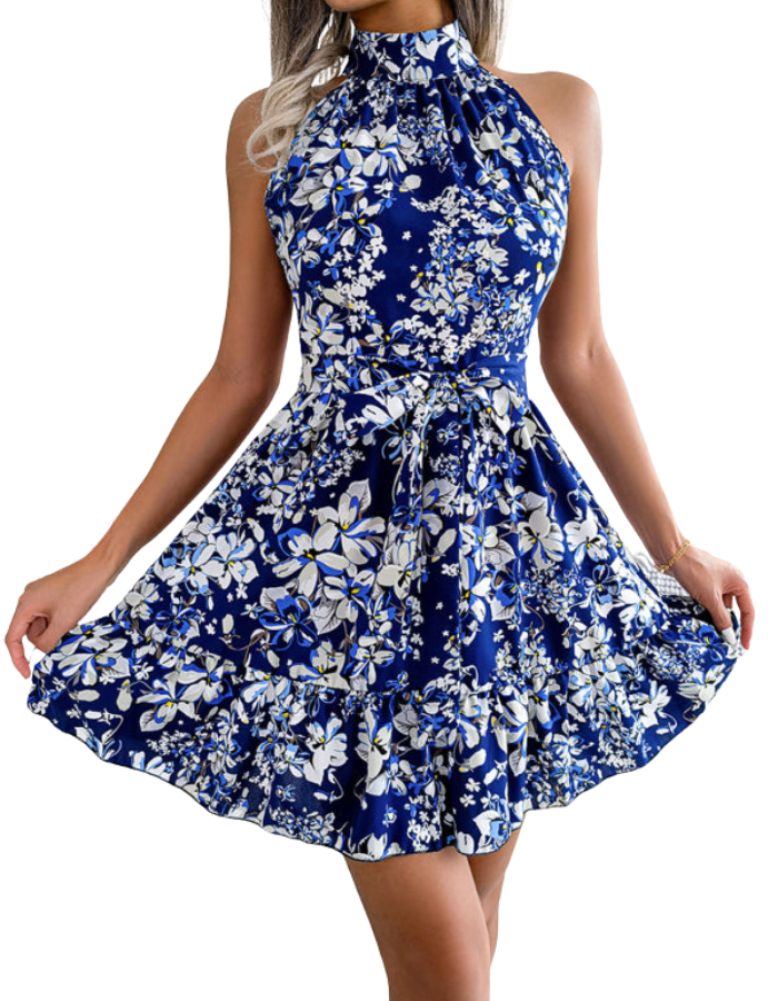 SHOPIQAT Women's Elegant Lace-Up Ruffled Floral Dress - Premium from shopiqat - Just $7! Shop now at shopiqat