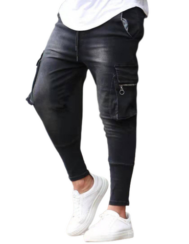 SHOPIQAT Cargo Snap Stretch Jeans