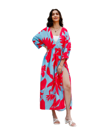 SHOPIQAT Floral Chiffon Midi Slit Dress - Premium from shopiqat - Just $8.00! Shop now at shopiqat