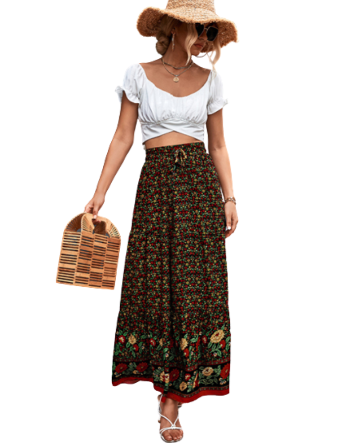 SHOPIQAT Casual Holiday High Waist Floral Long Skirt - Premium from shopiqat - Just $7.650! Shop now at shopiqat