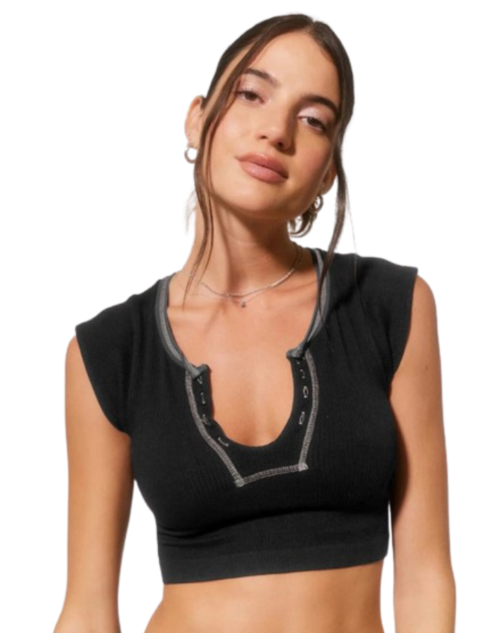 SHOPIQAT V-neckline Cropped Baby Tee - Premium from shopiqat - Just $4.750! Shop now at shopiqat