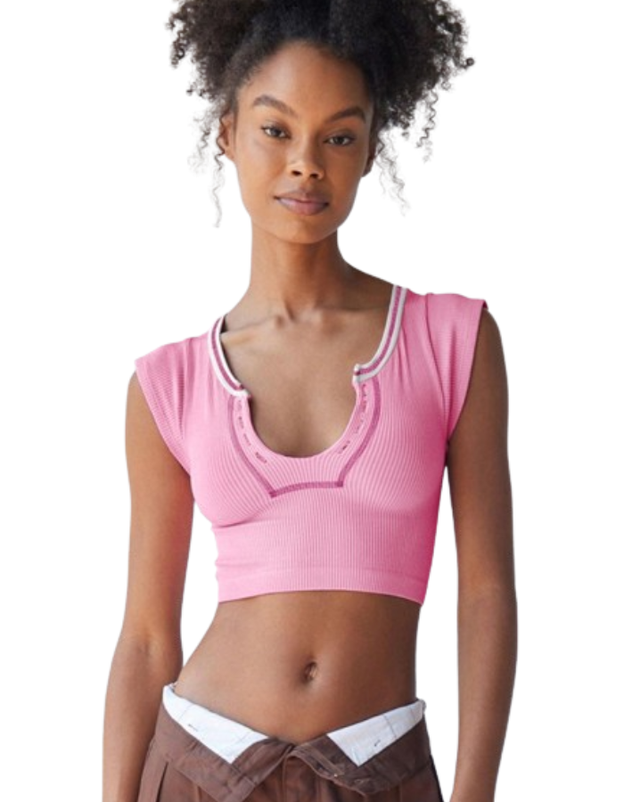 SHOPIQAT V-neckline Cropped Baby Tee - Premium from shopiqat - Just $4.750! Shop now at shopiqat