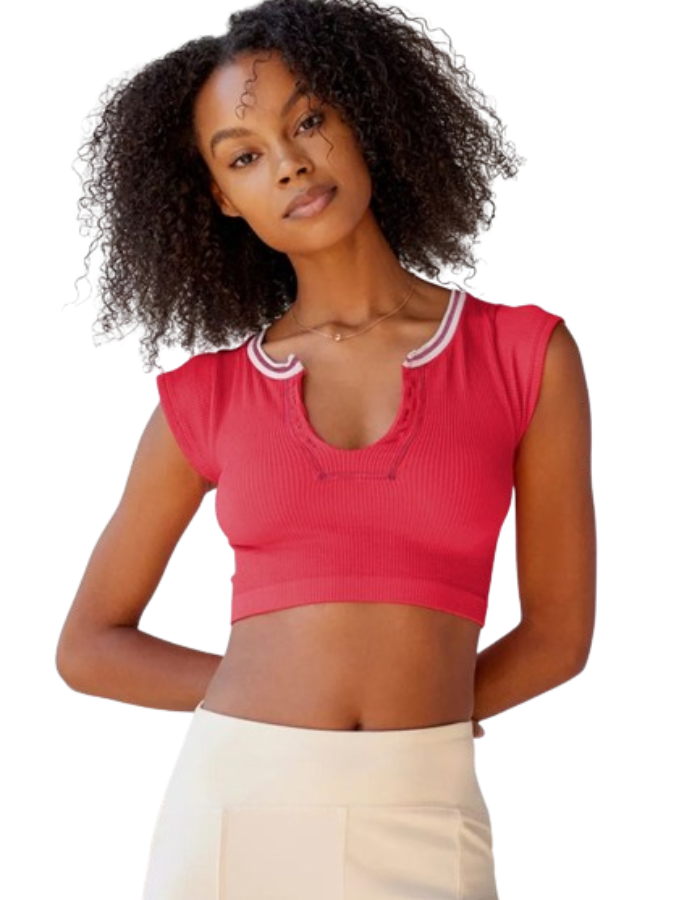 SHOPIQAT V-neckline Cropped Baby Tee - Premium from shopiqat - Just $4.750! Shop now at shopiqat