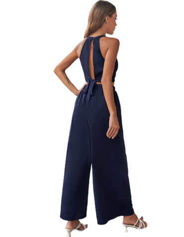 SHOPIQAT Cropped Halter-neck Top Wide Leg Pants Set - Premium from shopiqat - Just $8.900! Shop now at shopiqat