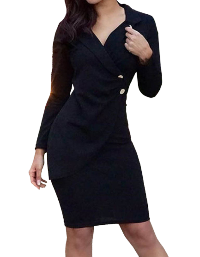 SHOPIQAT Double Breast Gold Hardware Button Suit Dress - Premium from shopiqat - Just $9.250! Shop now at shopiqat