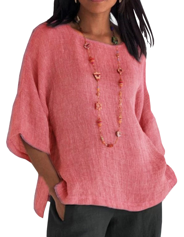 SHOPIQAT Three-quarter-length Sleeves Tunic Top - Premium  from shopiqat - Just $5.200! Shop now at shopiqat