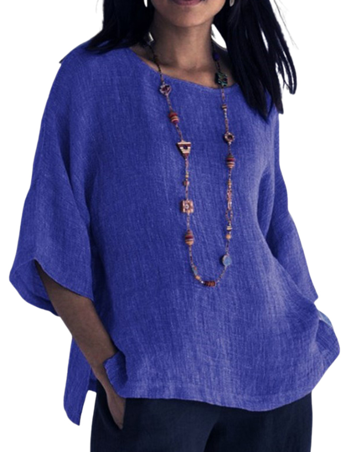 SHOPIQAT Three-quarter-length Sleeves Tunic Top - Premium from shopiqat - Just $5.200! Shop now at shopiqat