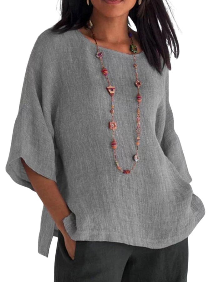 SHOPIQAT Three-quarter-length Sleeves Tunic Top - Premium from shopiqat - Just $5.200! Shop now at shopiqat